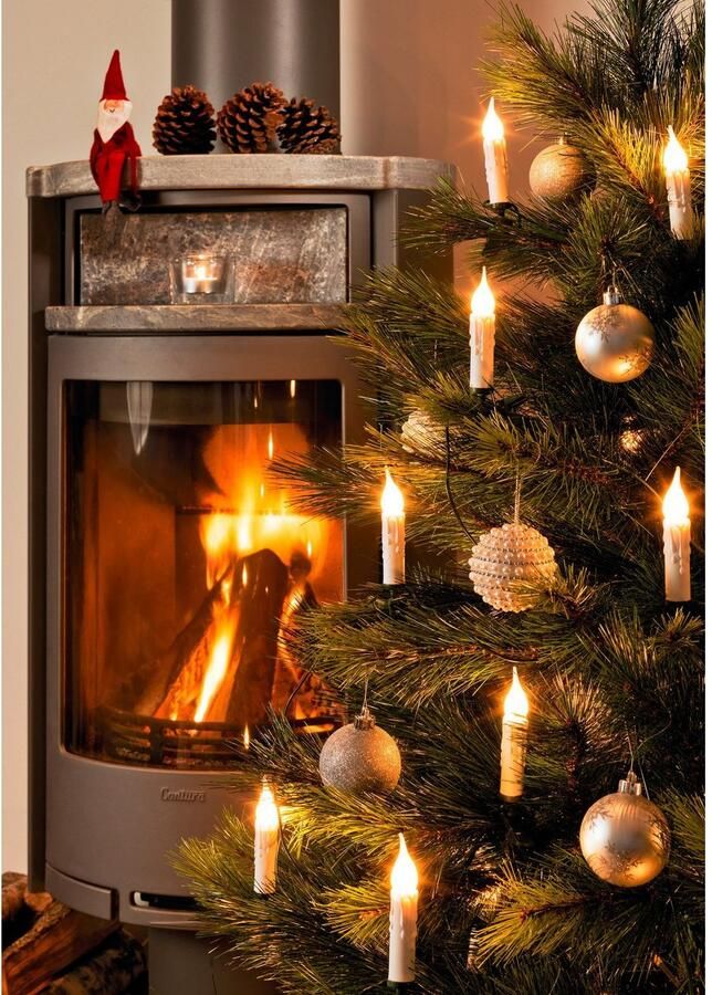 KONSTSMIDE Kerstboomkaarsen Kerstversiering kerstboomdecoratie Boomsnoer voor binnen frozen wax-look groene kabel - Foto 2