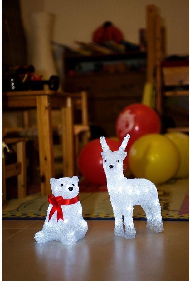 KONSTSMIDE Kerstfiguur Kerst versiering Led acryl rendier 24 koudwitte dioden (1 stuk)