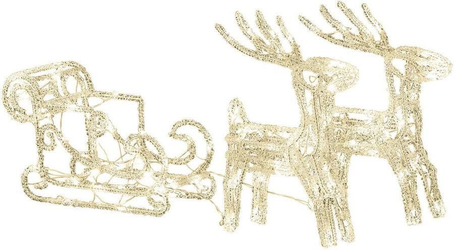 KONSTSMIDE Kerstfiguur Kerstversiering buiten Led acryl-set "Slee met 2 rendieren" 96 warmwitte dioden (1 stuk) - Foto 3