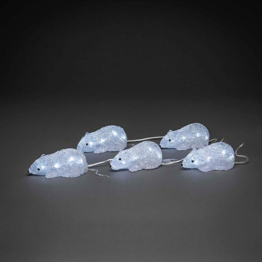 KONSTSMIDE Kerstfiguur Led acryl muizen set van 5 40 koudwitte dioden (1 stuk) - Foto 2