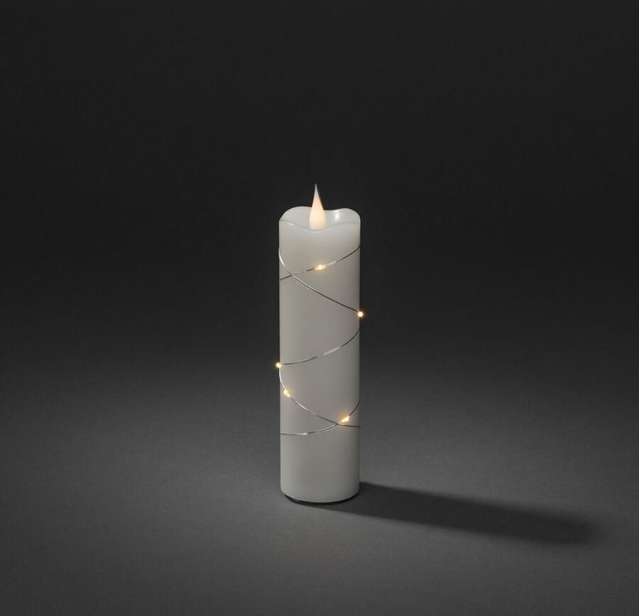 KONSTSMIDE Led-kaars Kerst versiering Ledkaars van echte was wit met 3D vlam en zilverkleur. Draad omwikkeld (1-delig) - Foto 2