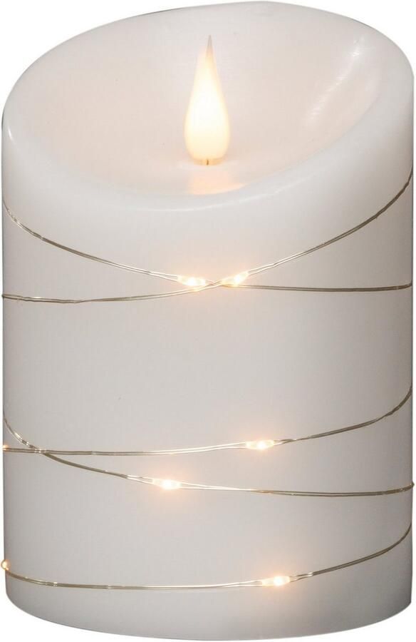 KONSTSMIDE Led-kaars Kerst versiering Ledkaars van echte was wit met 3D vlam en zilverkleur. Draad omwikkeld (1-delig) - Foto 5