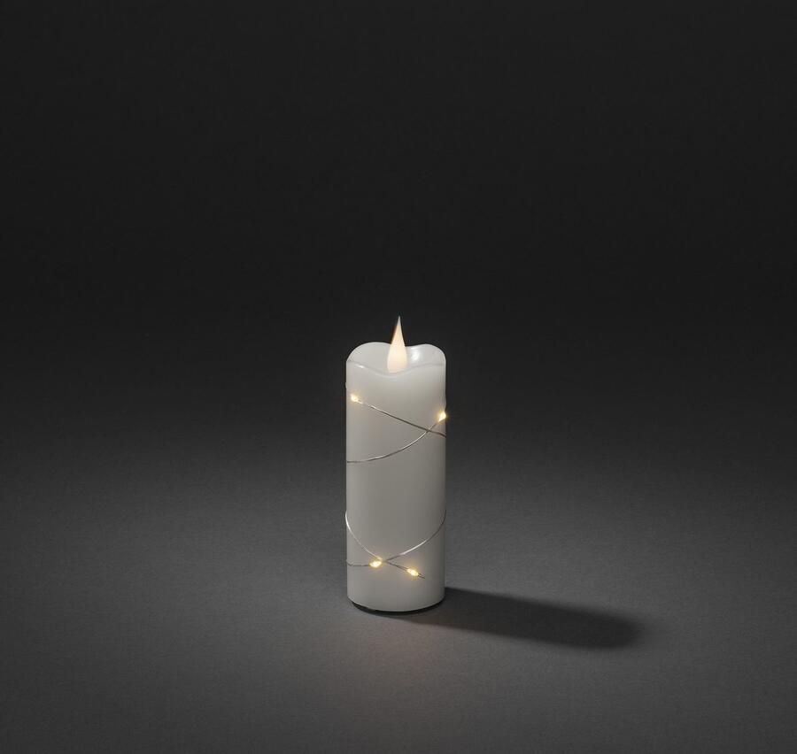 KONSTSMIDE Led-kaars Kerst versiering Ledkaars van echte was wit met 3D vlam en zilverkleur. Draad omwikkeld (1-delig) - Foto 2