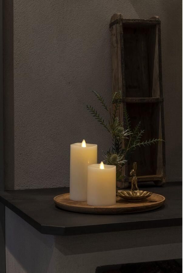 KONSTSMIDE Led-kaars van echte was crèmewit met 3D vlam en gesmolten rand (1-delig) - Foto 3