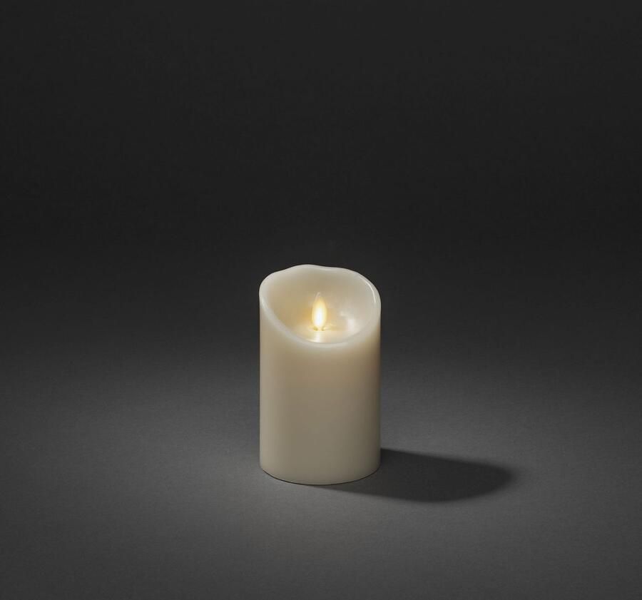 KONSTSMIDE Led-kaars van echte was crèmewit met 3D vlam en gesmolten rand (1-delig)