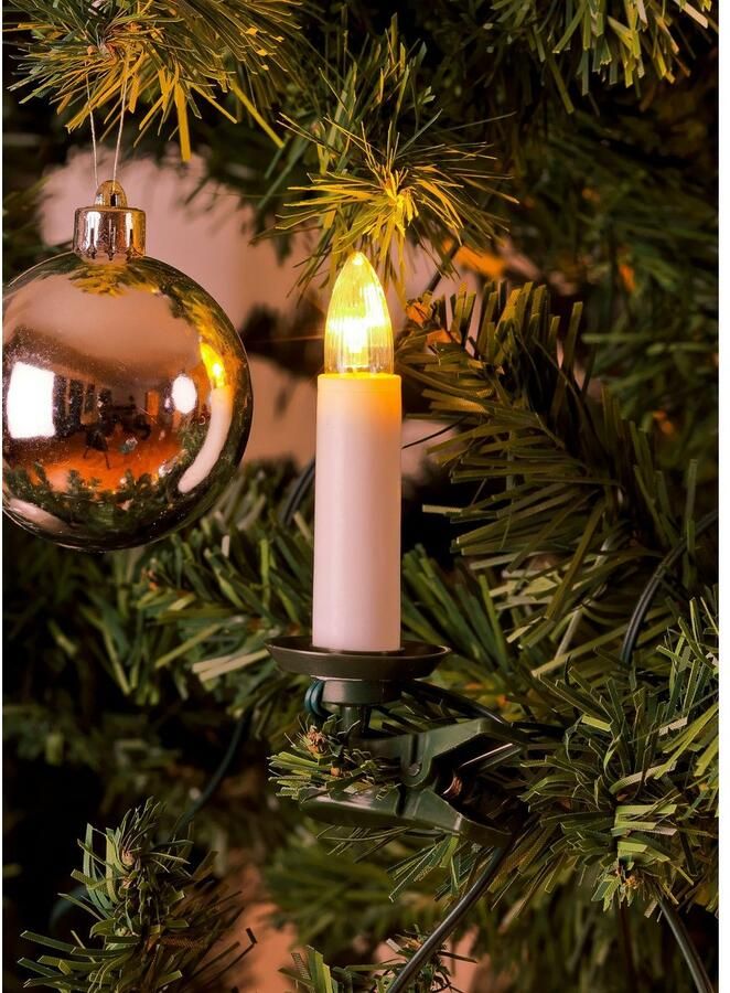 KONSTSMIDE Led-kerstboomkaarsen Kerstversiering kerstboomdecoratie Led boomsnoer toplampen one string 35 warmwitte dioden (1 stuk)