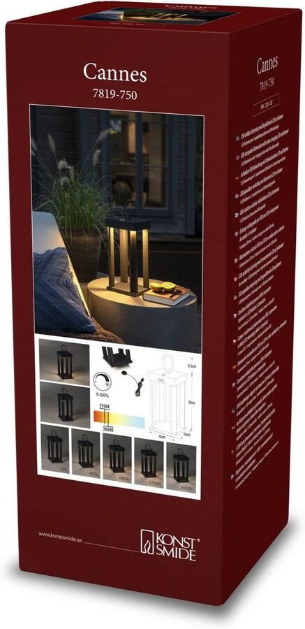 KONSTSMIDE Led-lantaarn Cannes LED USB-lantaarn 42cm dimbaar 2700 3000K (2 stuks) - Foto 3