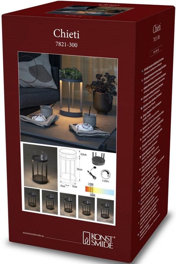 KONSTSMIDE Led-lantaarn Chieti LED USB-lantaarn dimbaar 2700 3000K glasdeksel (2 stuks) - Foto 3