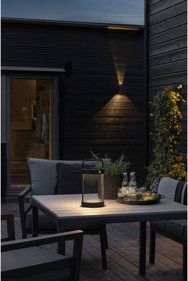 KONSTSMIDE Led lantaarn Crotone LED solar USB-lantaarn zwart dimbaar schemering (2 stuks) - Foto 3