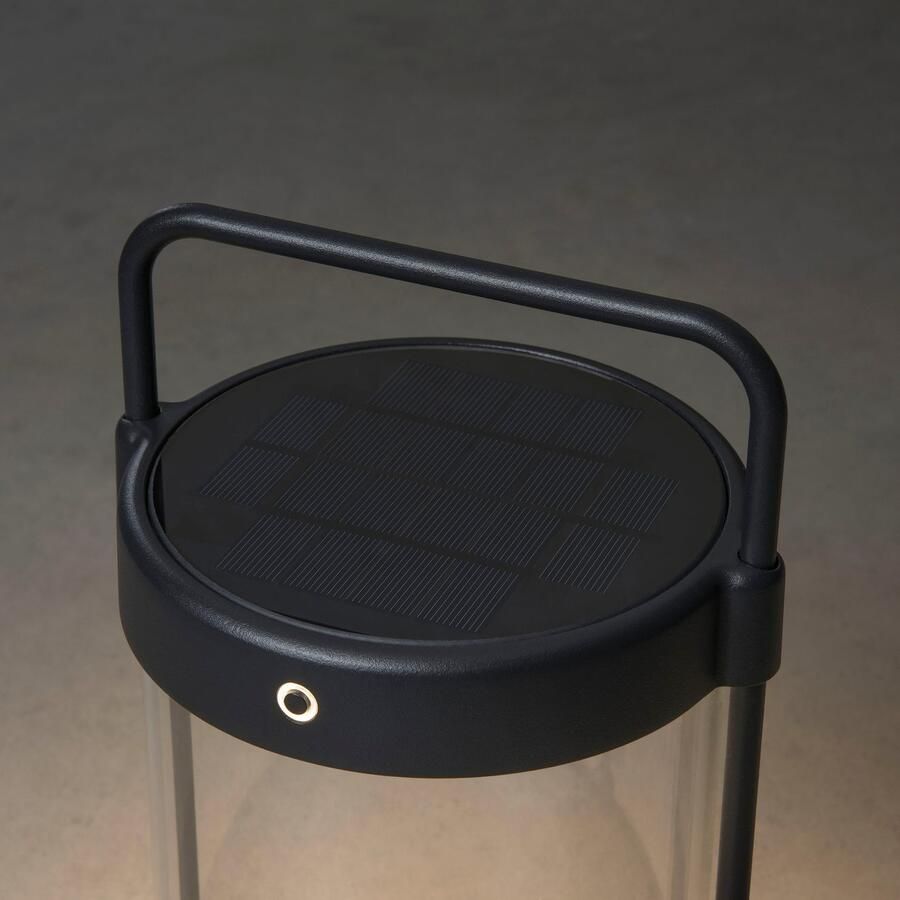 KONSTSMIDE Led lantaarn Crotone LED solar USB-lantaarn zwart dimbaar schemering (2 stuks) - Foto 2