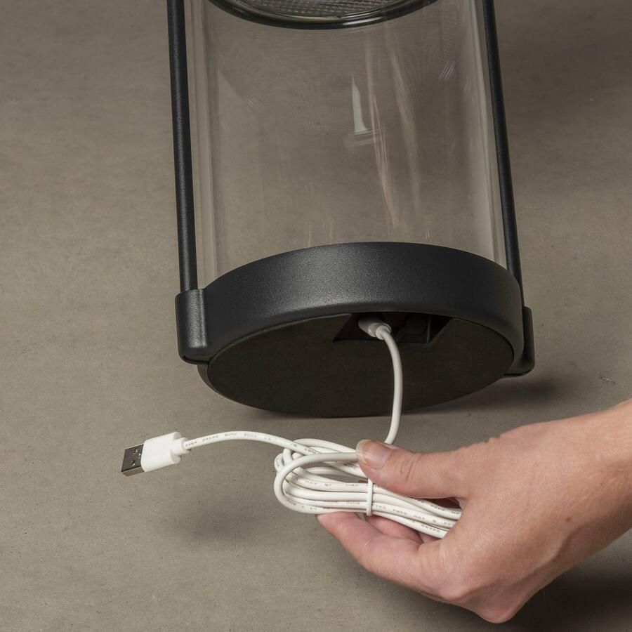 KONSTSMIDE Led lantaarn Crotone LED solar USB-lantaarn zwart dimbaar schemering (2 stuks) - Foto 3