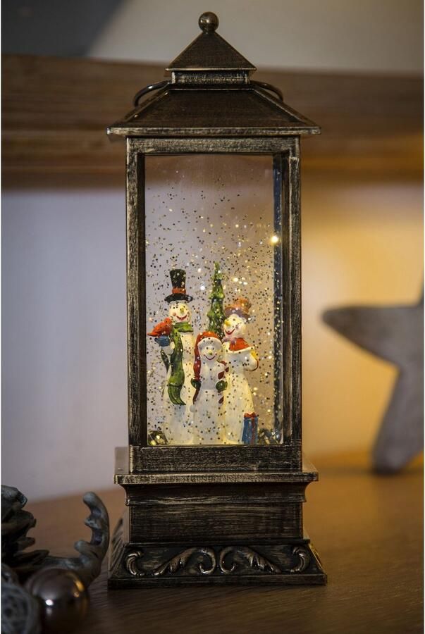 KONSTSMIDE Led lantaarn Kerst versiering Led-sneeuwlantaarn met sneeuwpoppen (1 stuk)