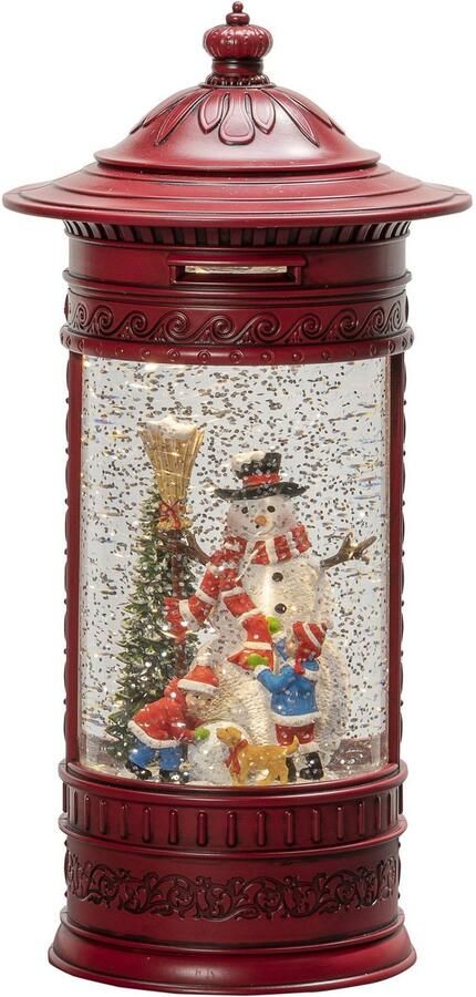 KONSTSMIDE Led lantaarn Kerstversiering rood Ledwaterlantaarn brievenbus 'sneeuwpop met 2 kinderen en Hond' (1 stuk) - Foto 3