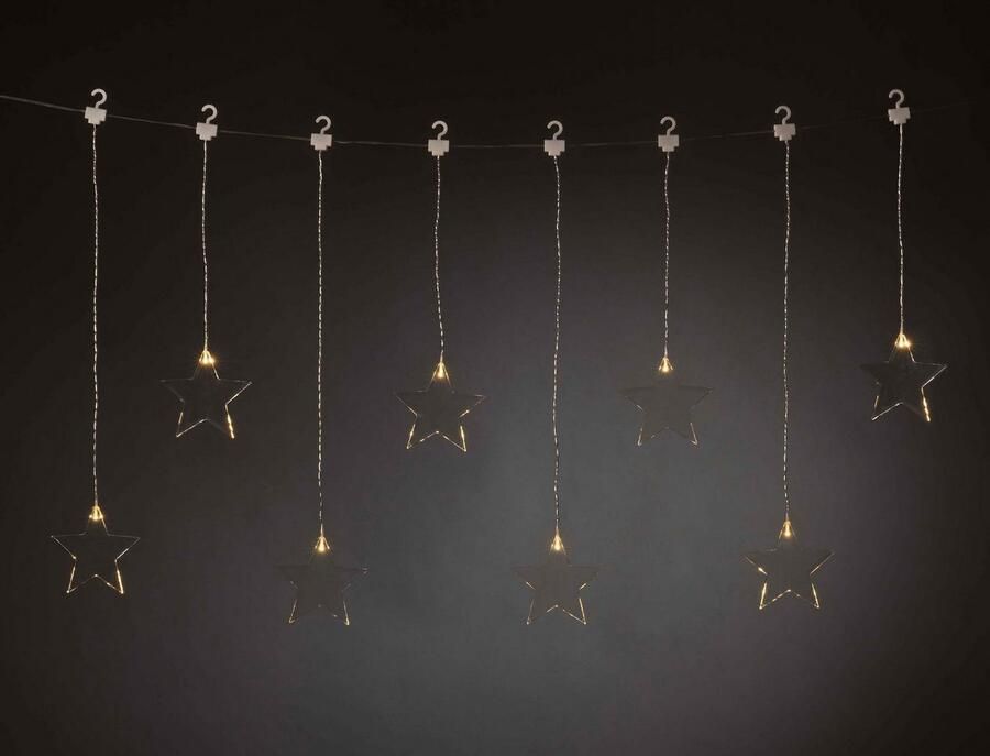 KONSTSMIDE Led-lichtgordijn Kerst versiering met 8 sterren van plexiglas en warm witte dioden - Foto 3