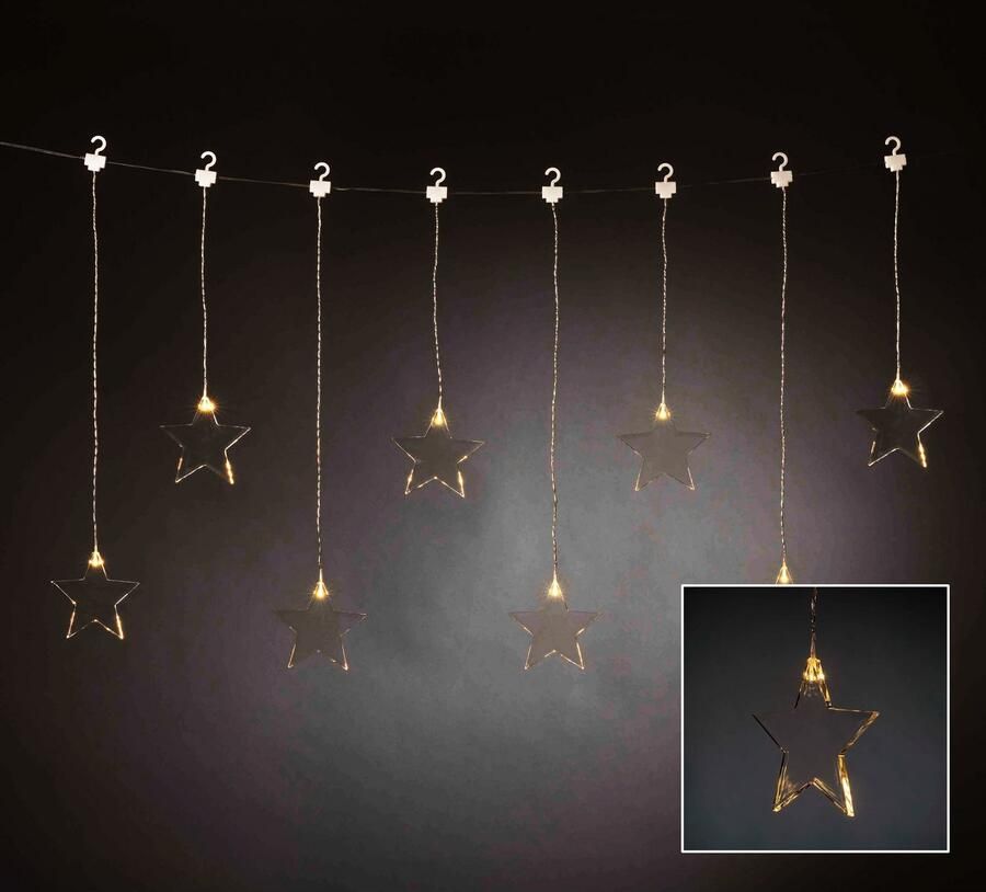KONSTSMIDE Led-lichtgordijn Kerst versiering met 8 sterren van plexiglas en warm witte dioden - Foto 2