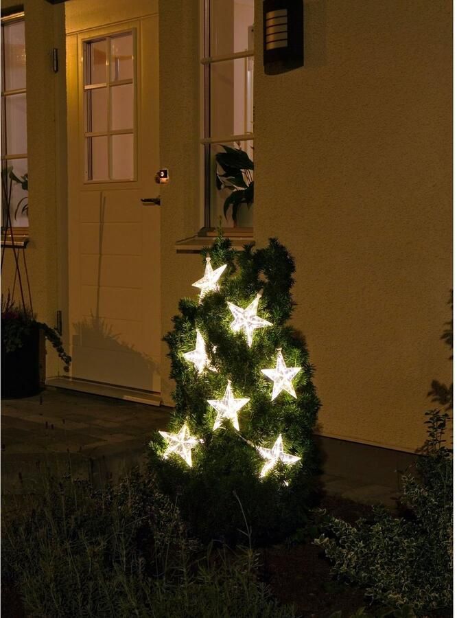 KONSTSMIDE Led-lichtgordijn Kerstversiering buiten met 7 sterretjes 35 warmwitte dioden transparante kabel - Foto 3