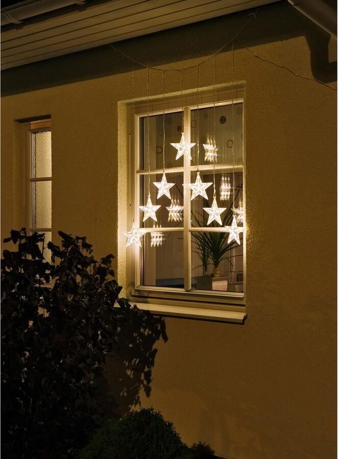 KONSTSMIDE Led-lichtgordijn Kerstversiering buiten met 7 sterretjes 35 warmwitte dioden transparante kabel - Foto 4