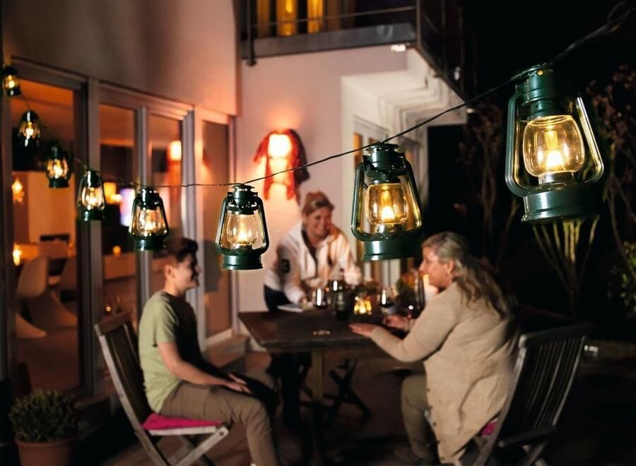 KONSTSMIDE Led-lichtsnoer 8 groene stormlantaarns 8 warmwitte diodes - Foto 3