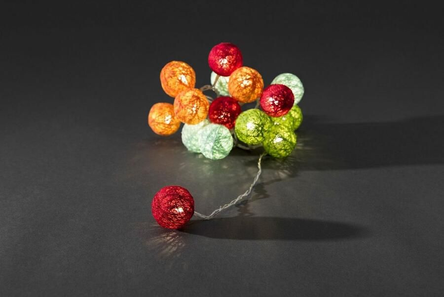 KONSTSMIDE Led-lichtsnoer Kerst versiering Deco-ledlampjes veelkleurige katoenen balletjes klein 16 warmwitte dioden (1 stuk) - Foto 2