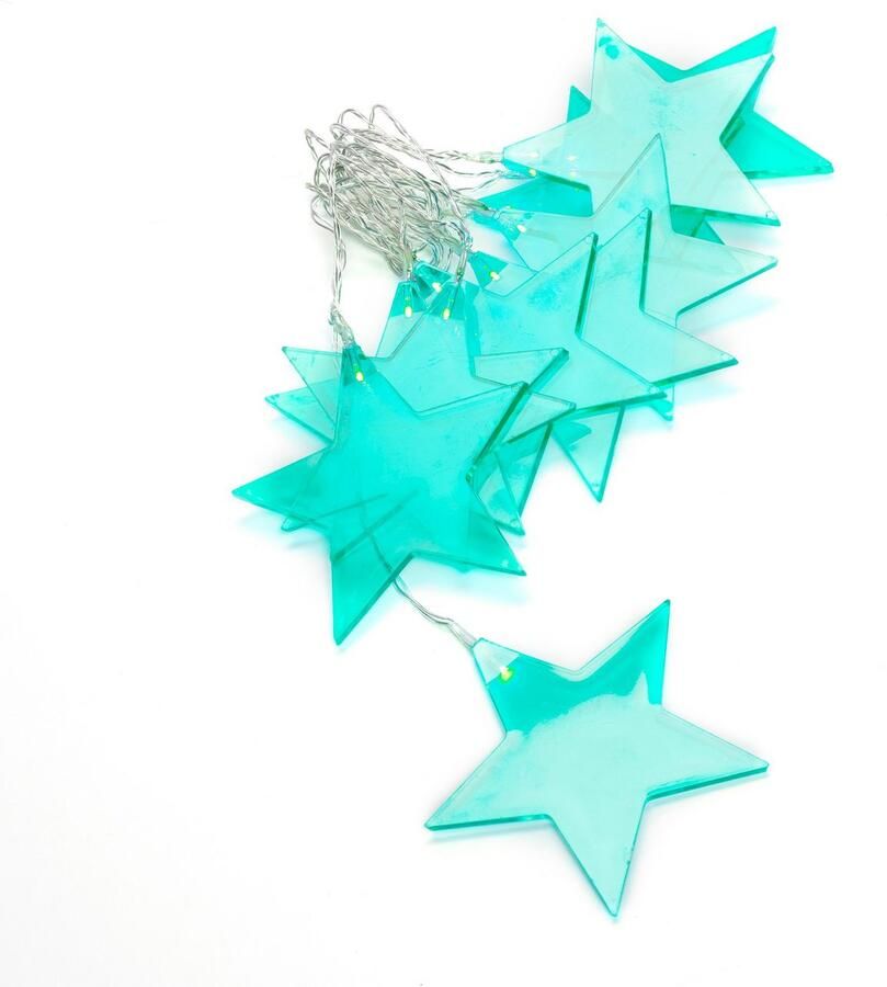 KONSTSMIDE Led-lichtsnoer Kerst versiering Led decoratief lichtsnoer 10 groene plexiglas sterren 10 warmwitte dioden (1 stuk) - Foto 2