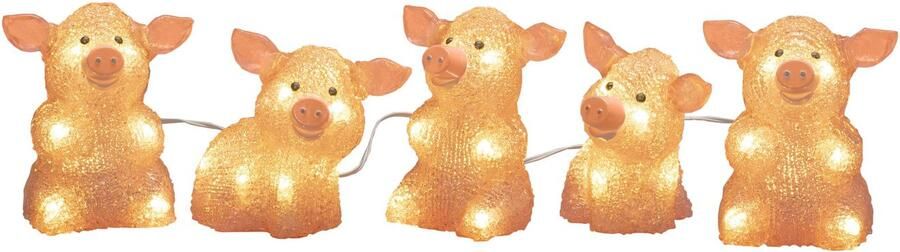 KONSTSMIDE Led-lichtsnoer Kerstversiering buiten Led acryl varkens set van 5 pink 40 warmwitte dioden (1 stuk) - Foto 2
