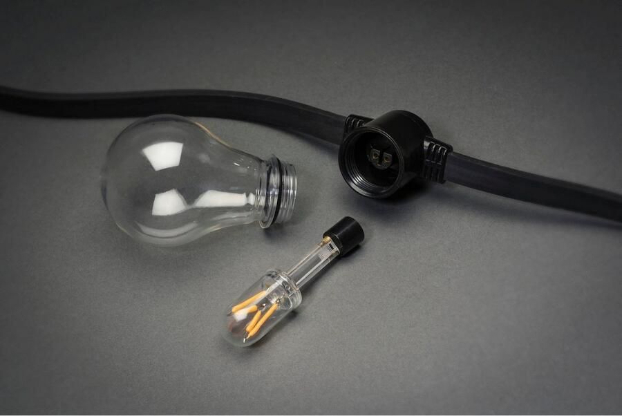 KONSTSMIDE Led-lichtsnoer LED solar biertuinketting 10 amberkleurige diodes timer Afstandsbediening dimbaar 8 lichtfuncties zonnebox oplaadbaar via USB (2 stuks) - Foto 7