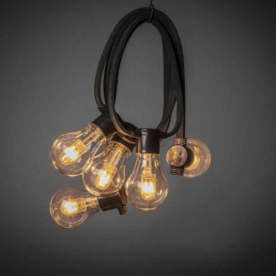 KONSTSMIDE Led-lichtsnoer LED solar biertuinketting 10 amberkleurige diodes timer Afstandsbediening dimbaar 8 lichtfuncties zonnebox oplaadbaar via USB (2 stuks) - Foto 2