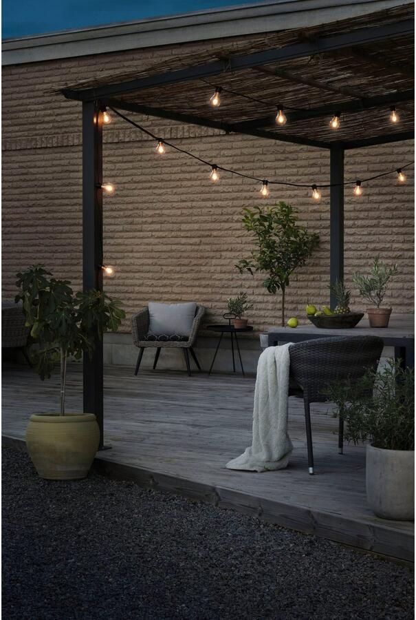 KONSTSMIDE Led-lichtsnoer LED solar biertuinketting 10 amberkleurige diodes timer Afstandsbediening dimbaar 8 lichtfuncties zonnebox oplaadbaar via USB (2 stuks) - Foto 3