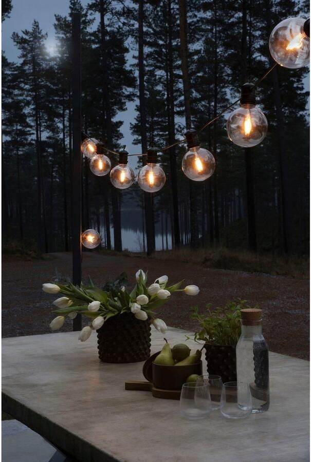 KONSTSMIDE Led-lichtsnoer LED solar biertuinketting 10 amberkleurige diodes timer Afstandsbediening dimbaar 8 lichtfuncties zonnebox oplaadbaar via USB (2 stuks) - Foto 6