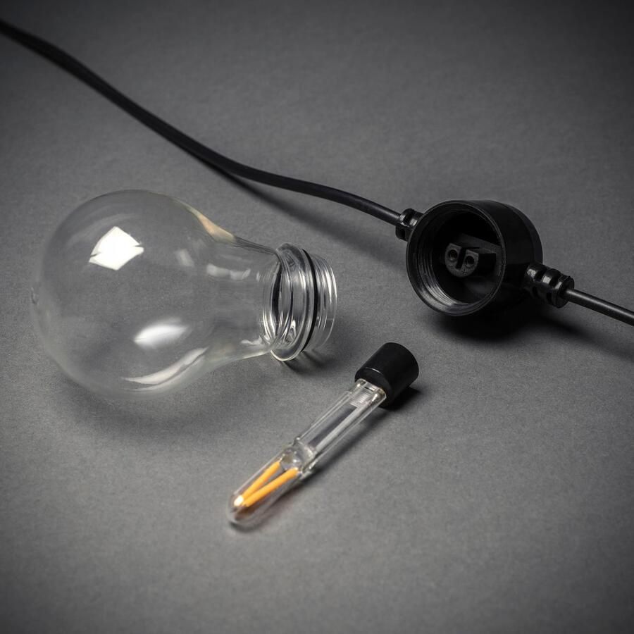 KONSTSMIDE Led-lichtsnoer LED solar biertuinketting 10 amberkleurige diodes timer Afstandsbediening dimbaar 8 lichtfuncties zonnebox oplaadbaar via USB (2 stuks) - Foto 2