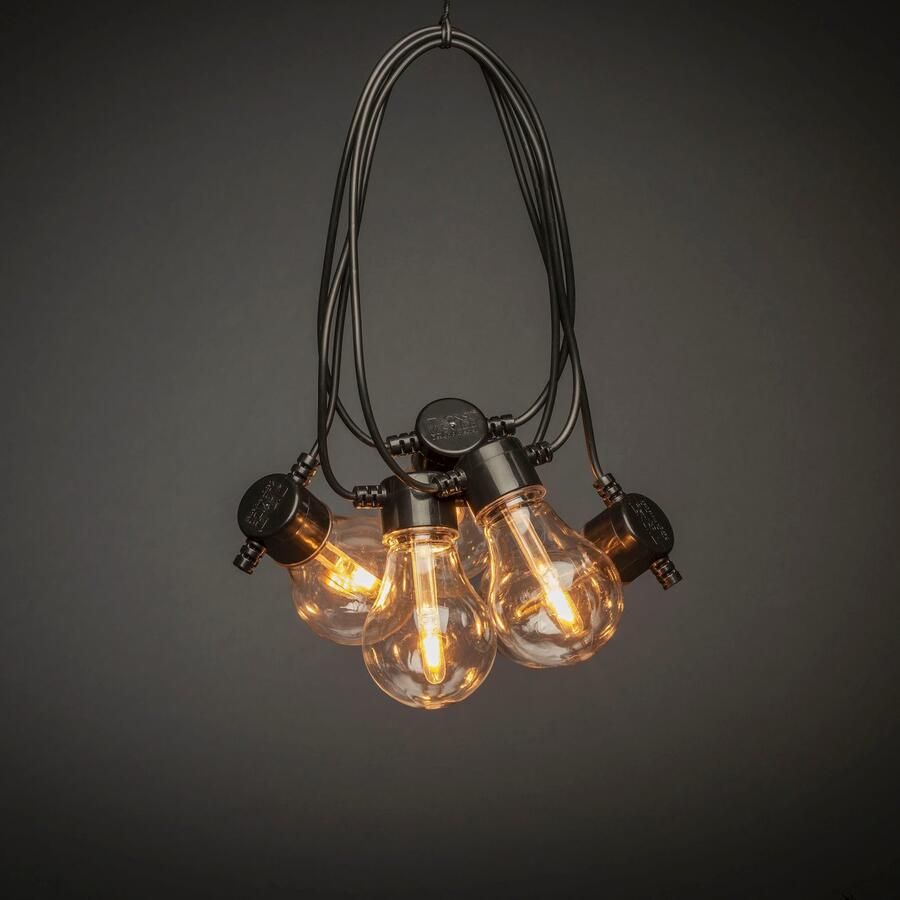 KONSTSMIDE Led-lichtsnoer LED solar biertuinketting 10 amberkleurige diodes timer Afstandsbediening dimbaar 8 lichtfuncties zonnebox oplaadbaar via USB (2 stuks) - Foto 3