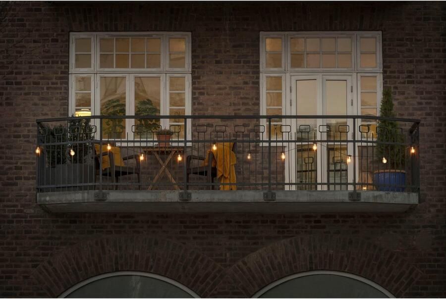 KONSTSMIDE Led-lichtsnoer LED solar biertuinketting 10 amberkleurige diodes timer Afstandsbediening dimbaar 8 lichtfuncties zonnebox oplaadbaar via USB (2 stuks) - Foto 6