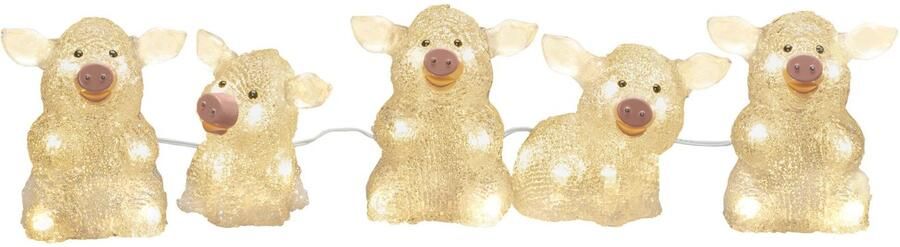 KONSTSMIDE Led-lichtsnoer Varken Led acryl varkens set van 5 transparant 40 warmwitte dioden (1 stuk) - Foto 3
