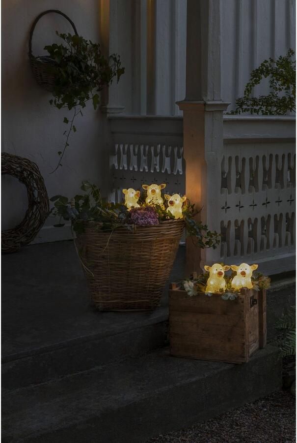 KONSTSMIDE Led-lichtsnoer Varken Led acryl varkens set van 5 transparant 40 warmwitte dioden (1 stuk)