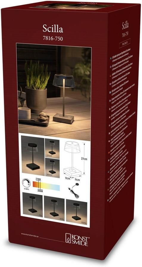 KONSTSMIDE Led-tafellamp Scilla LED USB-tafellamp kleurtemperatuur dimbaar (2 stuks) - Foto 2