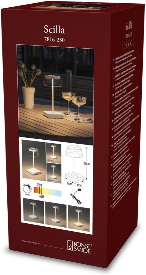 KONSTSMIDE Led-tafellamp Scilla LED USB-tafellamp kleurtemperatuur dimbaar (2 stuks) - Foto 3