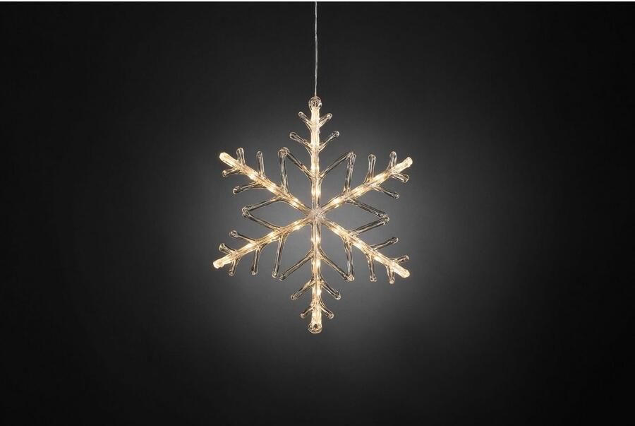 KONSTSMIDE Ledster Led acryl sneeuwvlok met 6-uurs timer 24 warmwitte dioden (1 stuk)