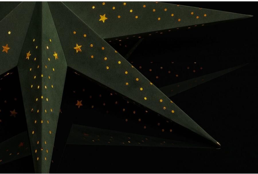 KONSTSMIDE Sierster Kerstster kerstversiering Papieren ster led ster met groen fluweel geperforeerd 7 punten (1 stuk) - Foto 4