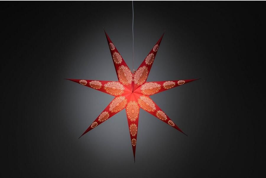 KONSTSMIDE Sierster Kerstster kerstversiering rood rode papieren ster led ster 7 kartels (1 stuk) - Foto 2