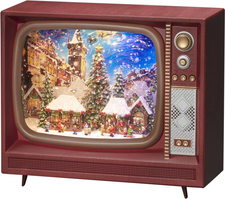 KONSTSMIDE Led lantaarn Kerst versiering Led-waterlantaarn bruin tv " Kerstmarkt" met muziek (1 stuk)