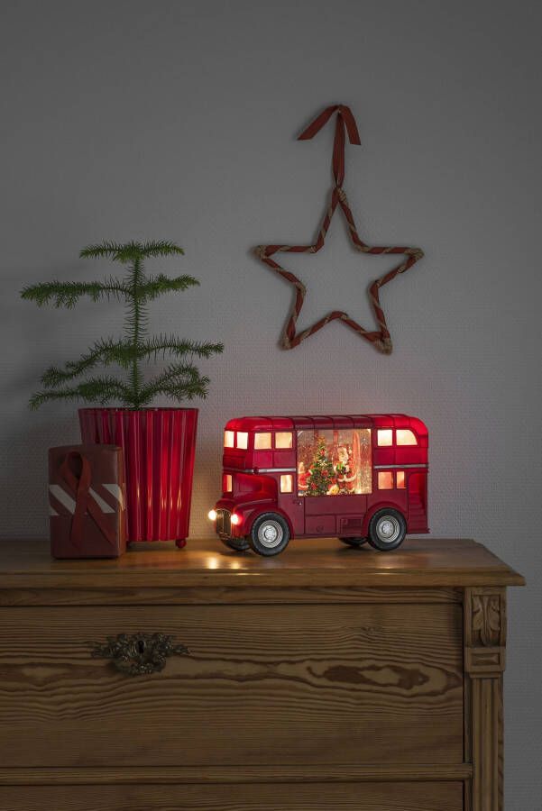 KONSTSMIDE Led lantaarn Kerstversiering rood Led-waterlantaarn rood "Bus met Kerstman" (1 stuk)