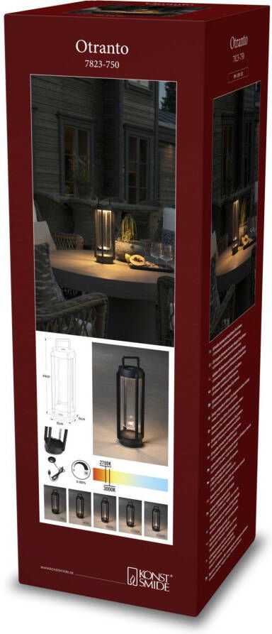 KONSTSMIDE Led lantaarn Otranto LED USB-lamp 44 cm zwart dimbaar 2700K 3000K (2 stuks) - Foto 5