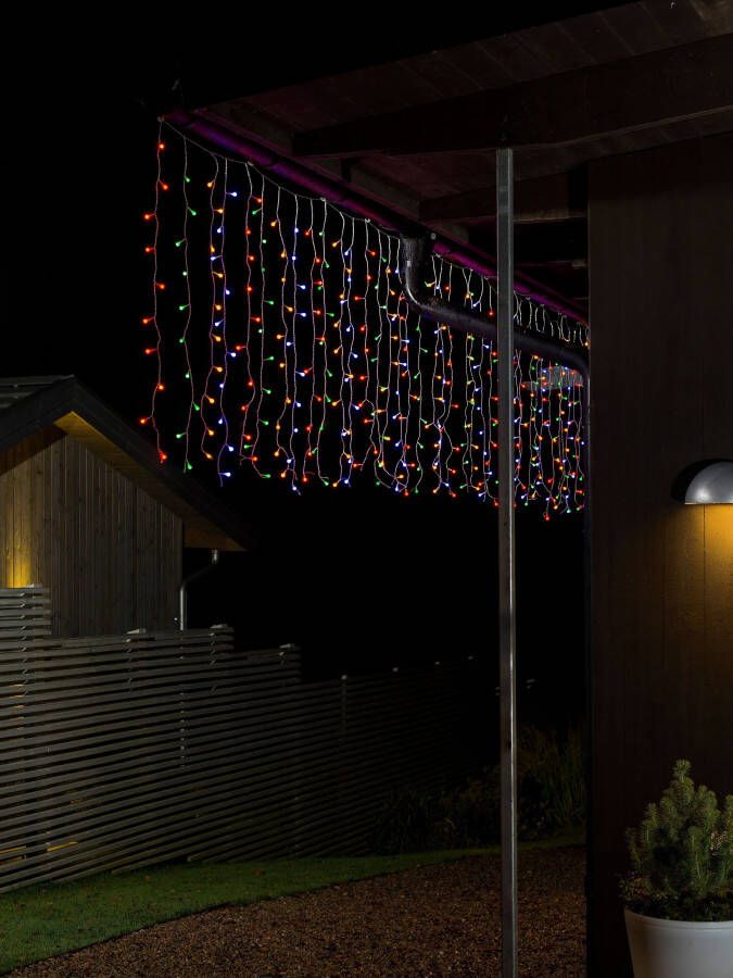 KONSTSMIDE Led-lichtgordijn Kerstversiering buiten Led lichtgordijn met kleurrijke Globes 200 gekleurde dioden (1 stuk)
