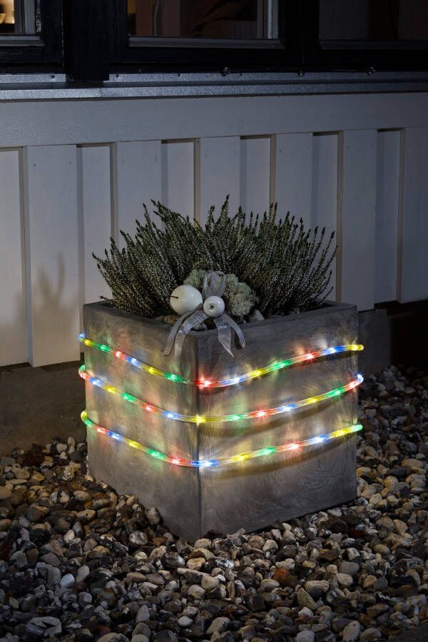 KONSTSMIDE Led-lichtslang Kerstversiering buiten 6 m met lichtsensor en 6 uurs- en 9 uurstimer 96 gekleurde dioden (1 stuk)