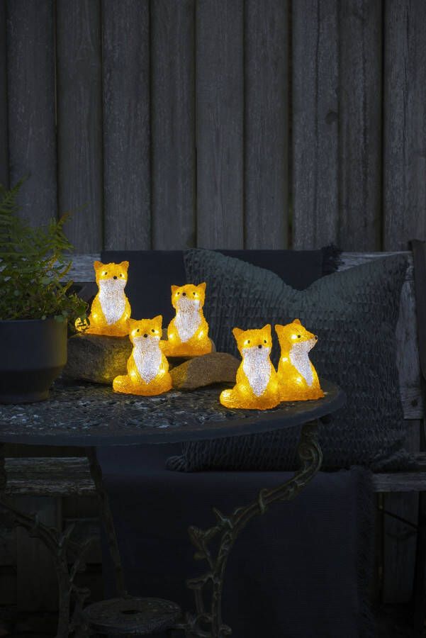 KONSTSMIDE Led-lichtsnoer Kerstversiering buiten Led acryl vossen zittend set van 5 40 koudwitte dioden (1 stuk) - Foto 4