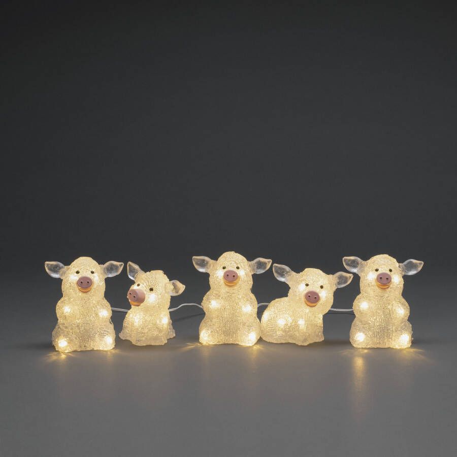 KONSTSMIDE Led-lichtsnoer Varken Led acryl varkens set van 5 transparant 40 warmwitte dioden (1 stuk) - Foto 3