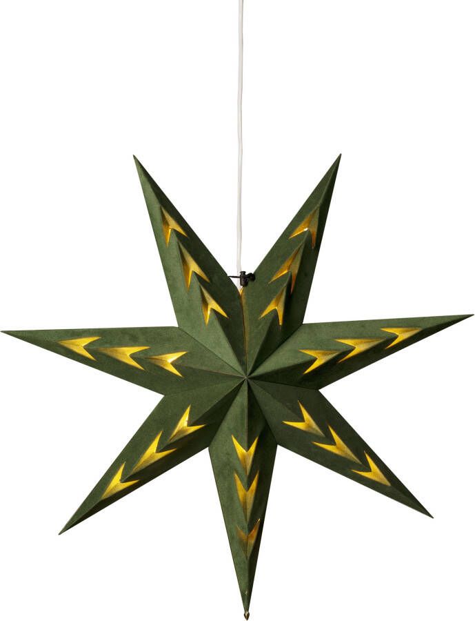 KONSTSMIDE Sierster Kerstster kerstversiering Papieren ster led ster met groen fluweel V-vormig geperforeerd (1 stuk) - Foto 5