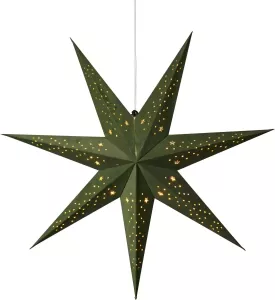 KONSTSMIDE Sierster Papieren ster met ledtechniek groen fluweel geperforeerd 7 punten (1 stuk)