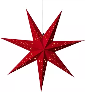 KONSTSMIDE Sierster Papieren ster met ledtechniek rood fluweel geperforeerd 7 punten (1 stuk)