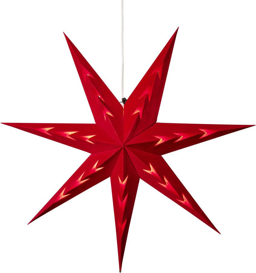 KONSTSMIDE Sierster Papieren ster met ledtechniek rood fluweel V-vormig geperforeerd 7 punten (1 stuk) - Foto 5